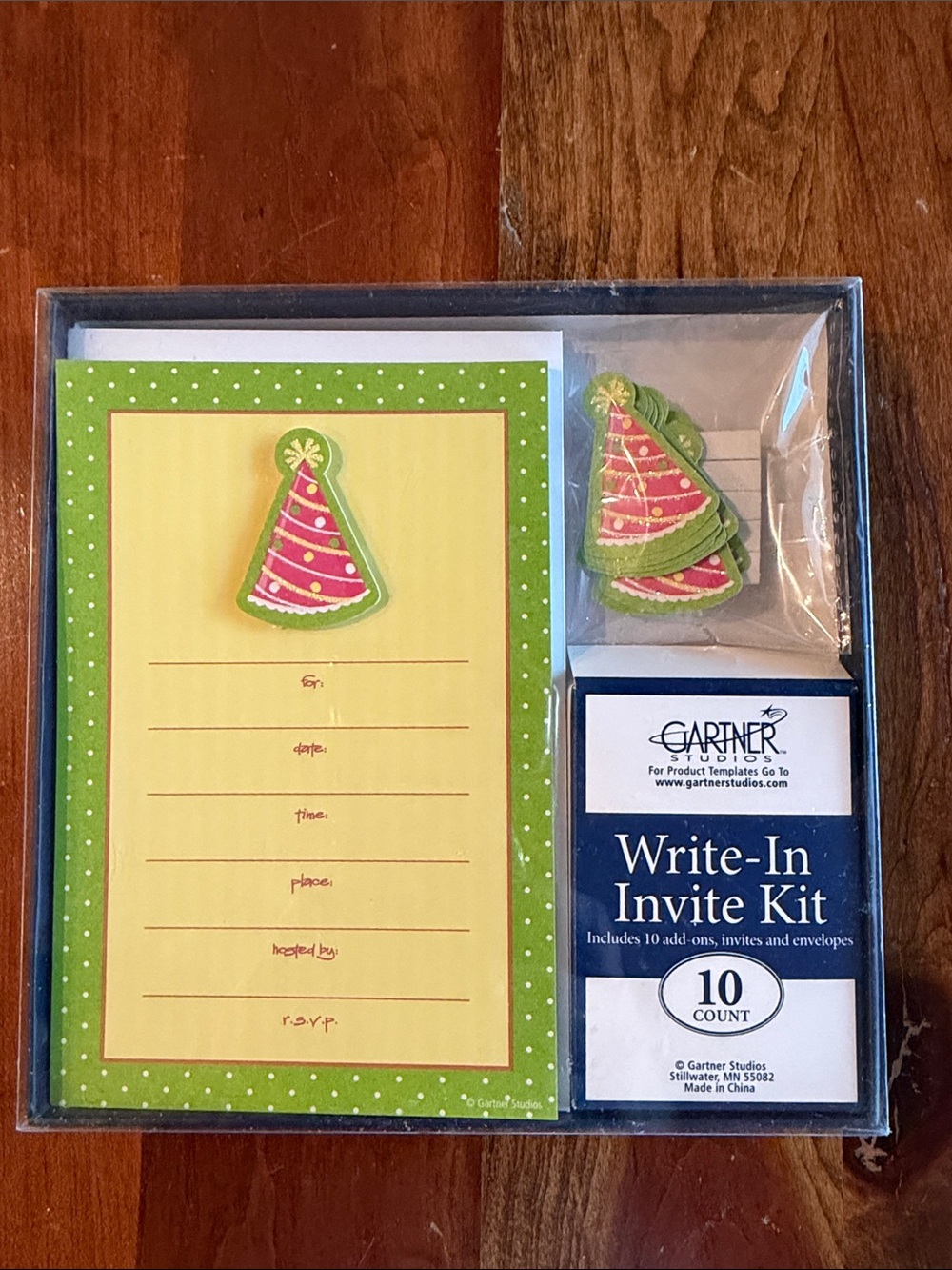 Gartner Studios Pink & Green Party Hat Write-In Invite 2 Kits